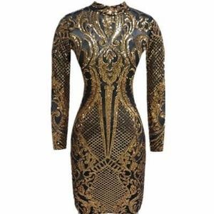Sequined gold/black dress
